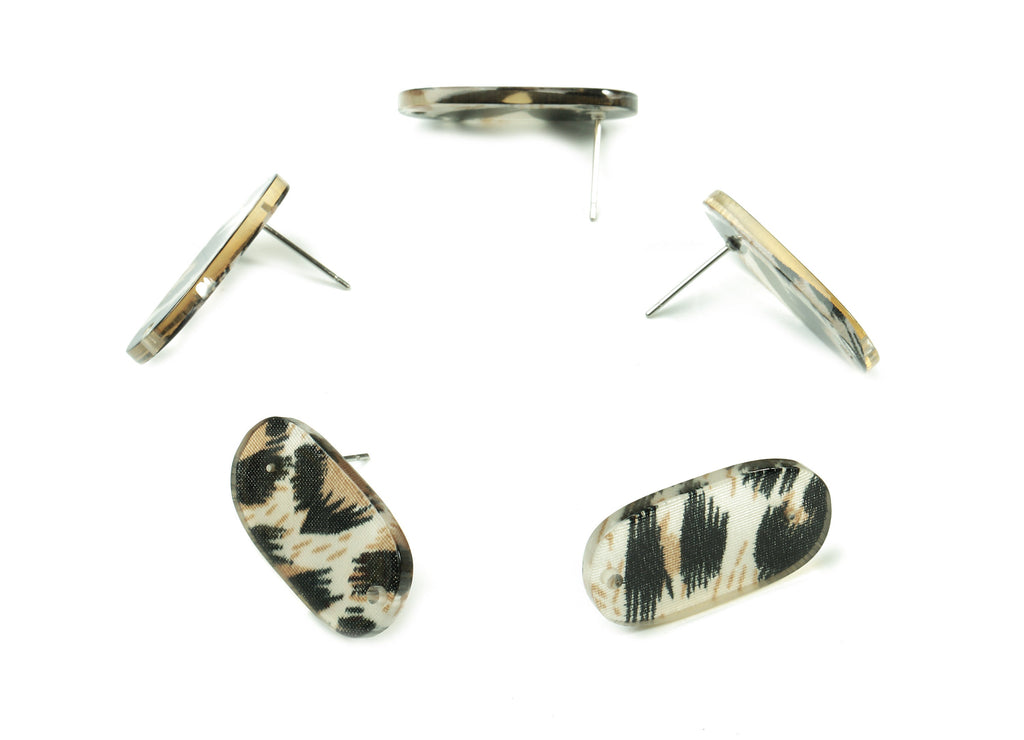 Acetate Oval Earring Stud With Hole - Oval Connector Earring Post - Earring Post - Color Code: A266 - 26.42x14.07x2.3mm - AC1811-A266 - DOMEDBAZAAR