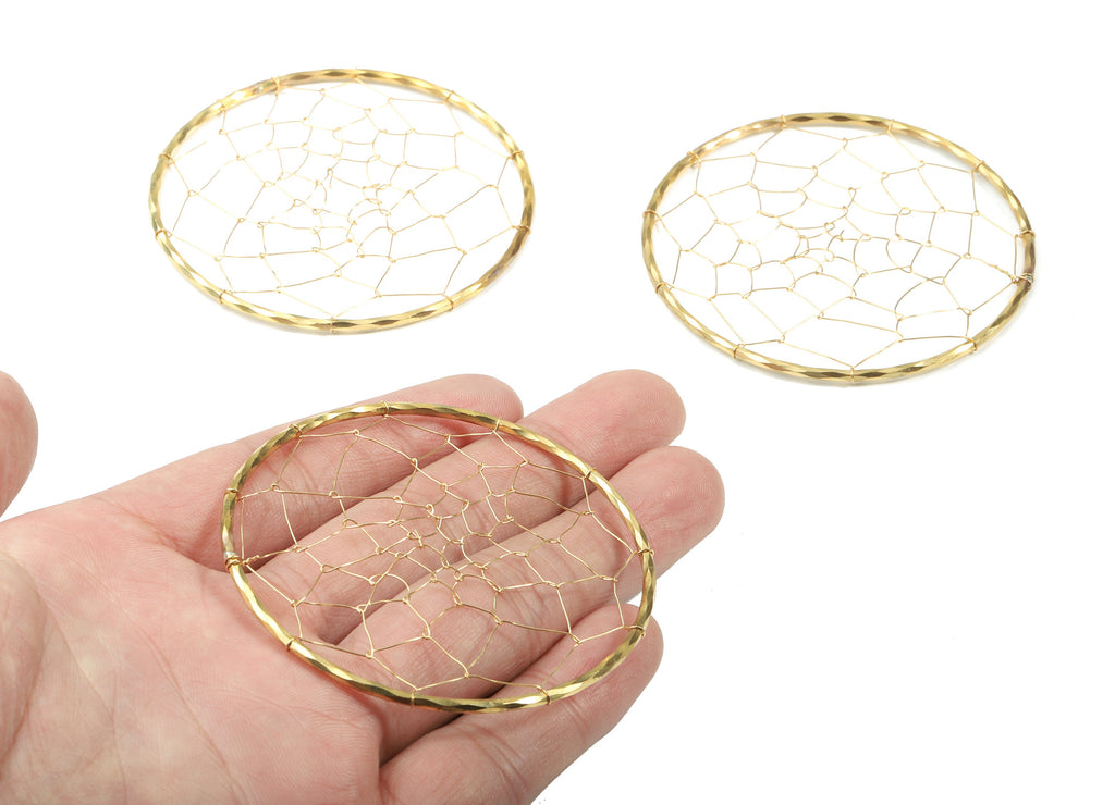 Raw Brass Crochet Earring Hoop - Brass Wire Knit Weaving Earrings - Handmade Knitting Hoop - Jewelry Supplies - 63.06x63.06x1.96mm - PP3100 - DOMEDBAZAAR