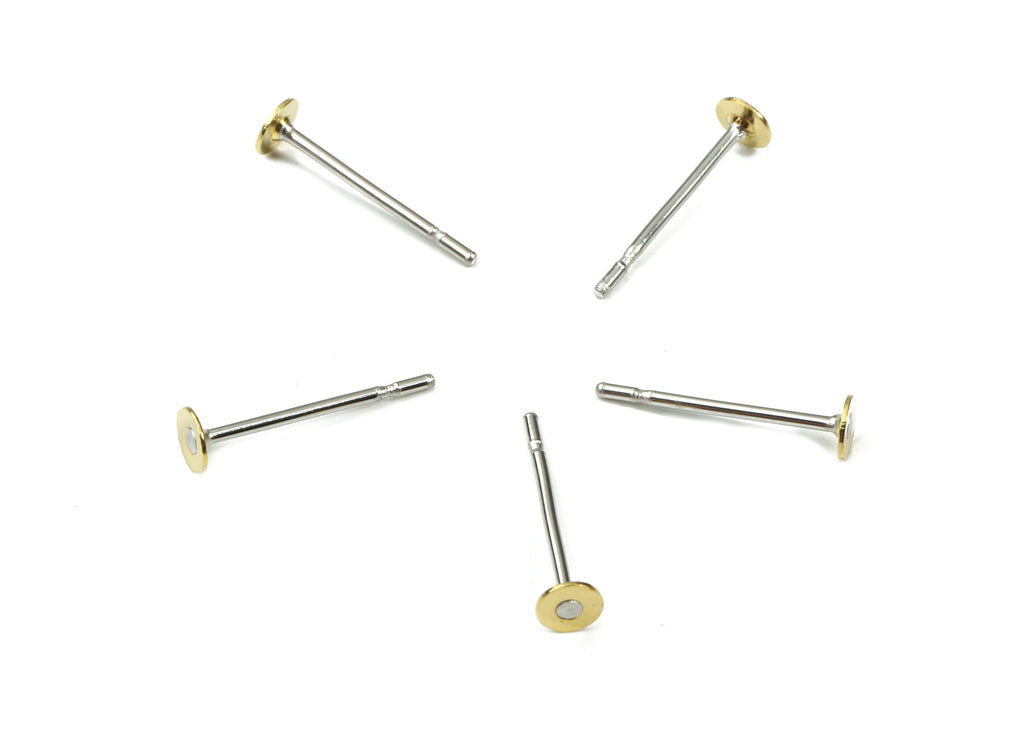 Earring Post Stud With Raw Brass Head - 3*12 - 202 Stainless Steel Earring Posts - Jewelry Supplies - 11.78x3.1mm - PP3104 - DOMEDBAZAAR