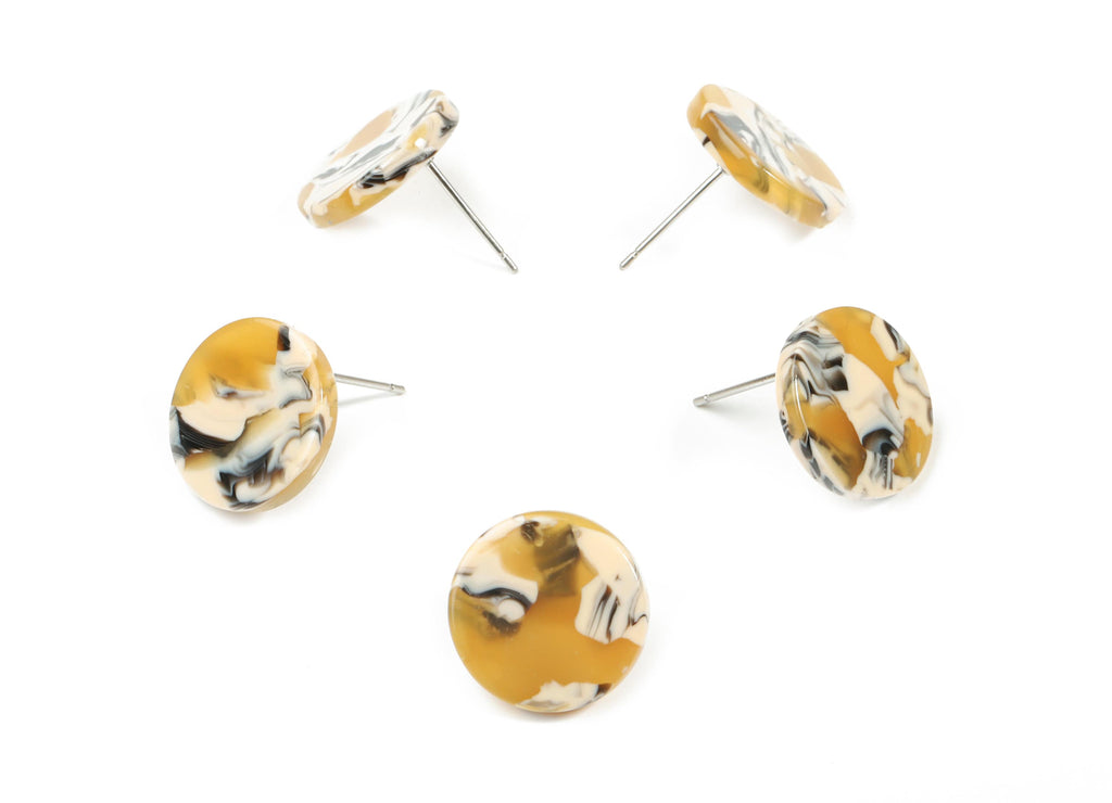Acetate Mini Round Earring Stud - Circle Earring Post - Earring Post - Jewelry Supplies - Color Code: A14- 14.72x14.72x2.44mm - AC1812-A14 - DOMEDBAZAAR