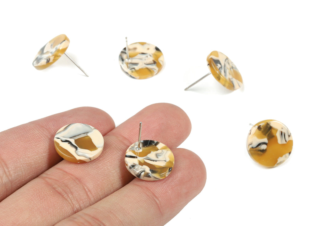 Acetate Mini Round Earring Stud - Circle Earring Post - Earring Post - Jewelry Supplies - Color Code: A14- 14.72x14.72x2.44mm - AC1812-A14 - DOMEDBAZAAR