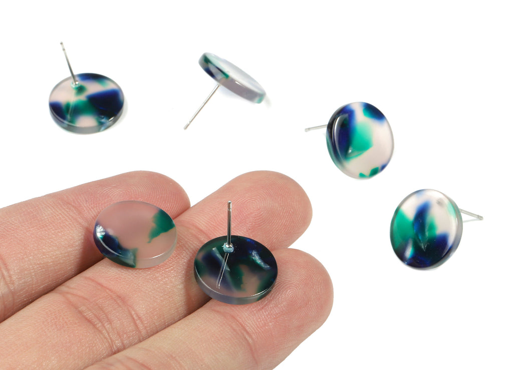 Acetate Mini Round Earring Stud - Circle Earring Post - Earring Post - Jewelry Supplies - Color Code: A18 - 14.67x14.67x2.47mm - AC1812-A18 - DOMEDBAZAAR
