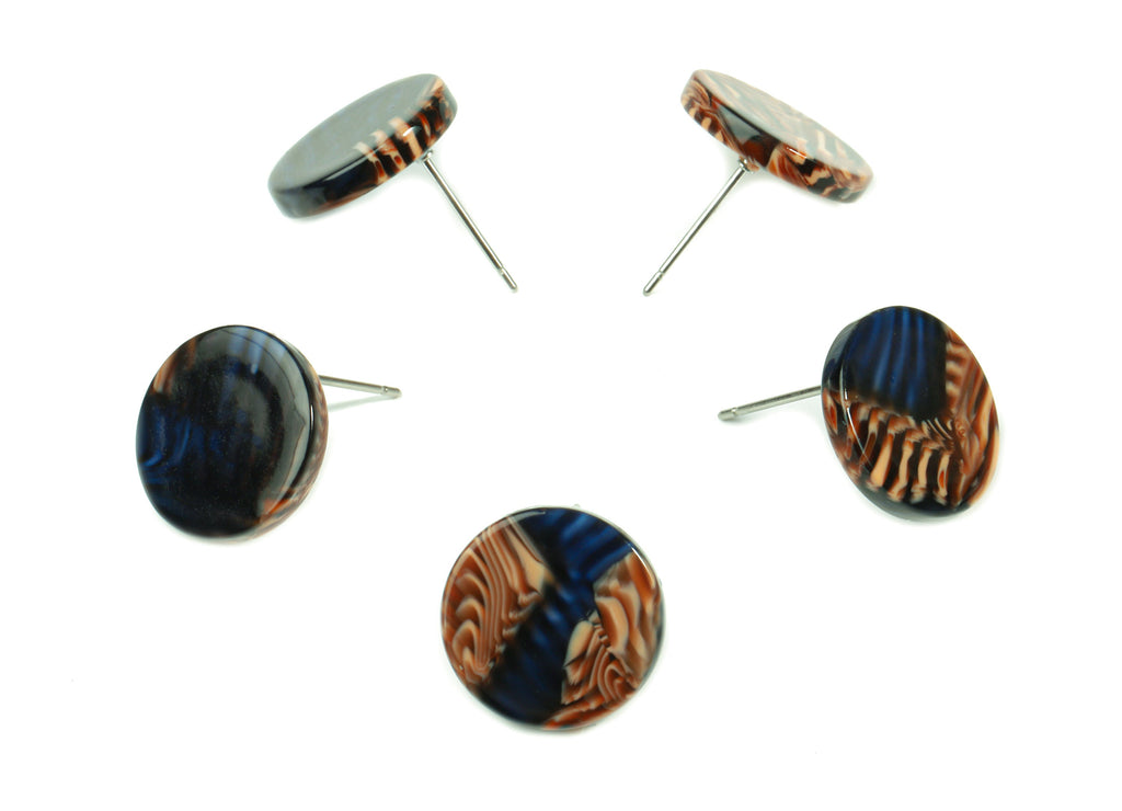 Acetate Mini Round Earring Stud - Circle Earring Post - Earring Post - Jewelry Supplies - Color Code: A104- 14.68x14.68x2.54mm - AC1812-A104 - DOMEDBAZAAR