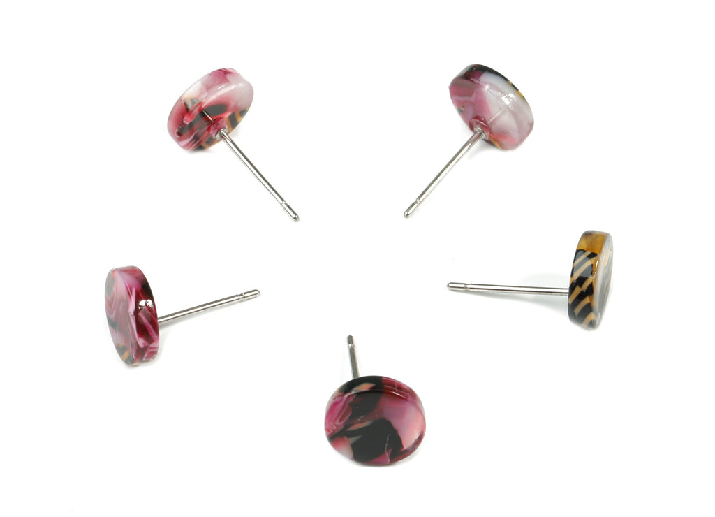 Acetate Mini Round Earring Stud - Circle Earring Post - Earring Post - Jewelry Supplies - Color Code: A345 - 8.76x8.76x2.41mm - AC1715-A345 - DOMEDBAZAAR