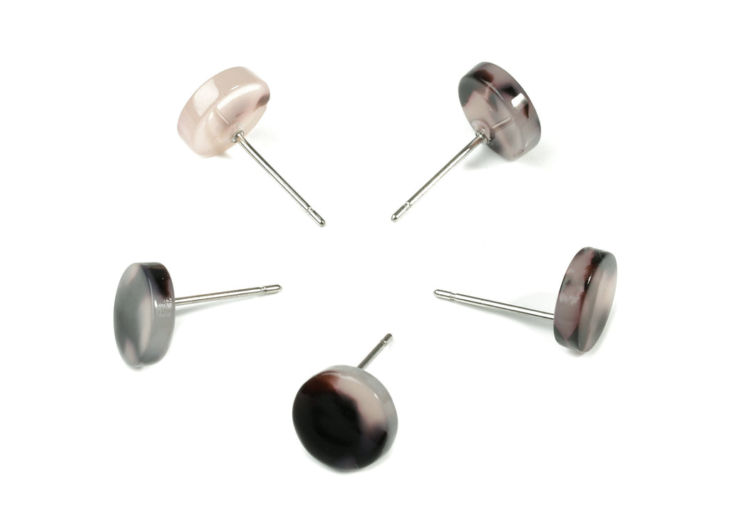 Acetate Mini Round Earring Stud - Circle Earring Post - Blond Tortoise Shell - Earring Post - Color Code: A06 - 8.61x8.61x2.5mm - AC1715-A06 - DOMEDBAZAAR