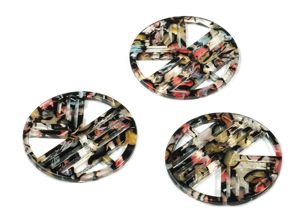 Acetate Geometric Charms - Round Earring Charm - Earring Findings - Jewelry Supplies - Color Code:A343 - 39.42x39.42x2.6mm - AC1820-A343 - DOMEDBAZAAR
