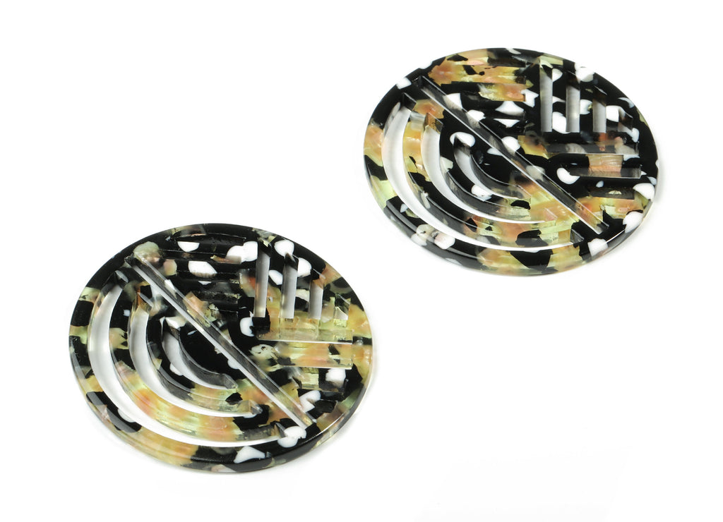 Acetate Oval Earring Charms - Geometric Pendant - Earring Findings - Jewelry Supplies - Color Code:A193 - 42.28x39.23x2.62mm - AC1824-A193 - DOMEDBAZAAR