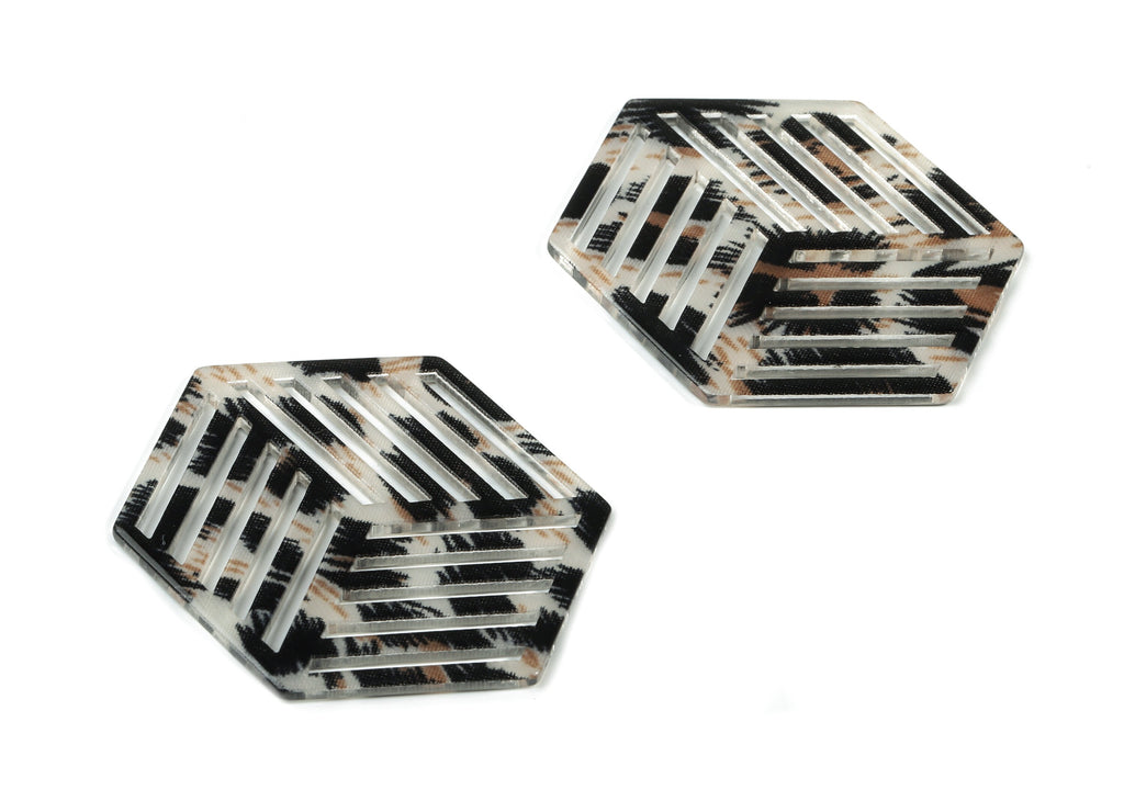 Acrylic Hexagon Earring Charm - Hexagon Pendant - Earring  Findings - Jewelry Supplies - Color Code:A266 - 45.08x34.59x1.85mm - AC1823-A266 - DOMEDBAZAAR