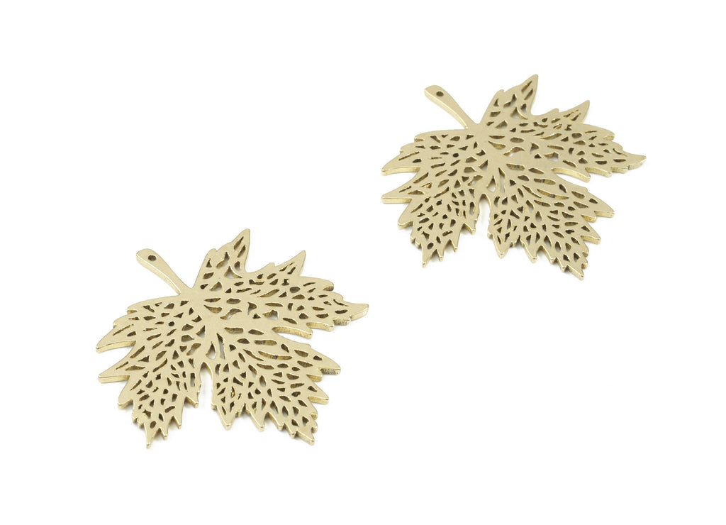 Raw Brass Leaf Pendant - Leaf Earring Charms - Earring Findings - Jewelry Supplies - 25.3x24.3x0.86mm - PP3125 - DOMEDBAZAAR
