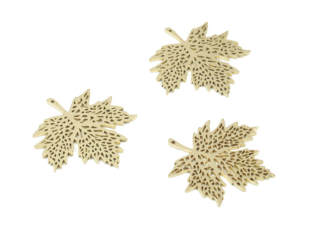 Raw Brass Leaf Pendant - Leaf Earring Charms - Earring Findings - Jewelry Supplies - 25.3x24.3x0.86mm - PP3125 - DOMEDBAZAAR