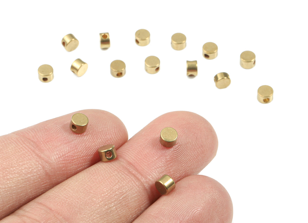 Brass Round Spacer Beads - Raw Brass Round Beads - Spacer Connectors - Earring Findings - Jewelry Supplies - 3.91x3.91x2.73mm - PP3170 - DOMEDBAZAAR