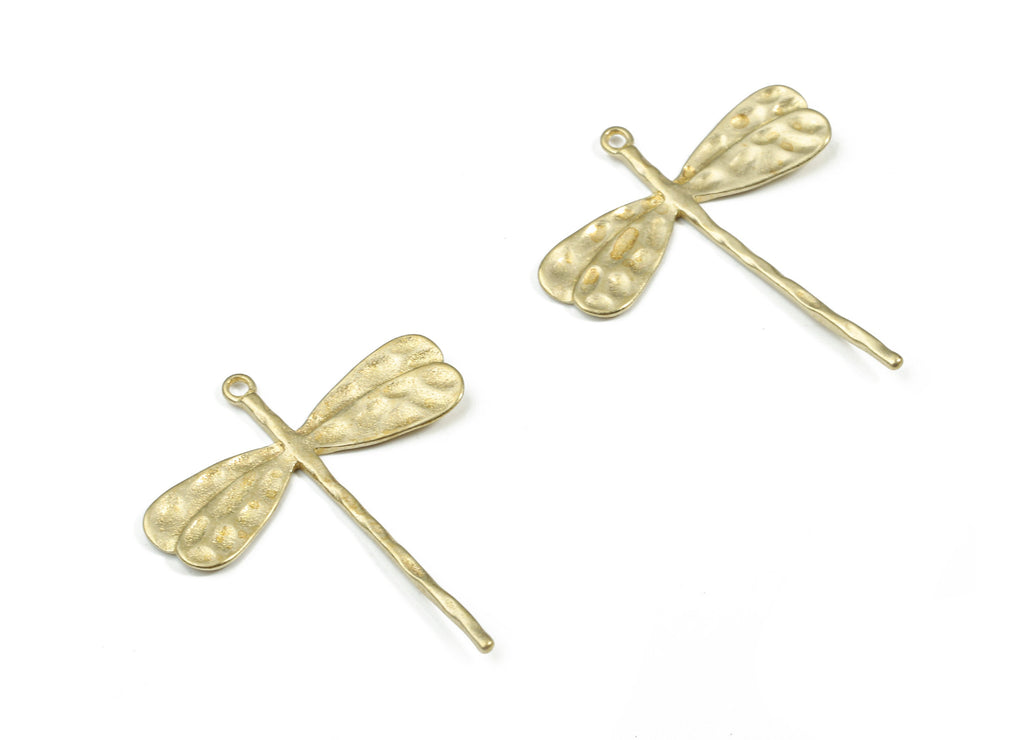 Brass Long Tail Fly Pendant - Raw Brass Dragonfly Earring Charms - Earring Findings - Jewelry Supplies - 27.51x22.76x1.06mm - PP3200 - DOMEDBAZAAR