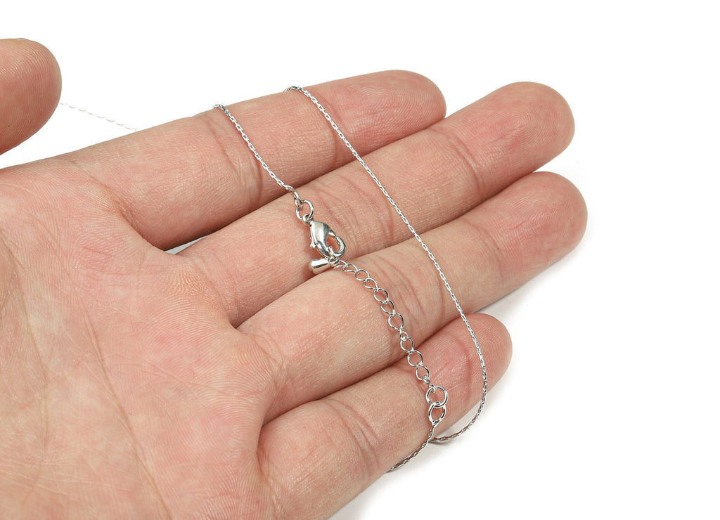 White Gold Finished Snake Chain - 19.6 Inch Brass Snake Chain -  18K Real White Gold Plated Brass - 0.03&quot; x 0.03&quot;- RGP2594 - DOMEDBAZAAR