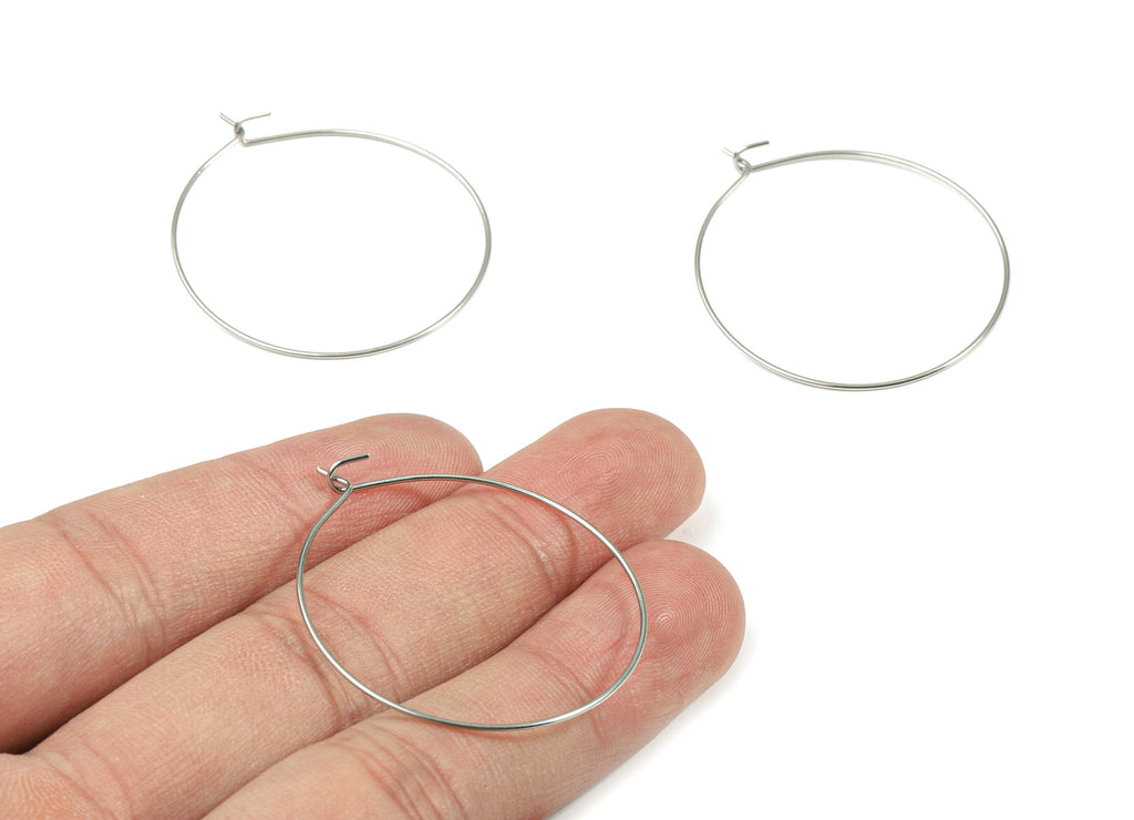 Stainless Steel Earring Hoop -  316 Stainless Steel Circle Ear Wire #35 - Earring Hoop - Jewelry Supplies - 40x35x0.68mm - SS1161 - DOMEDBAZAAR