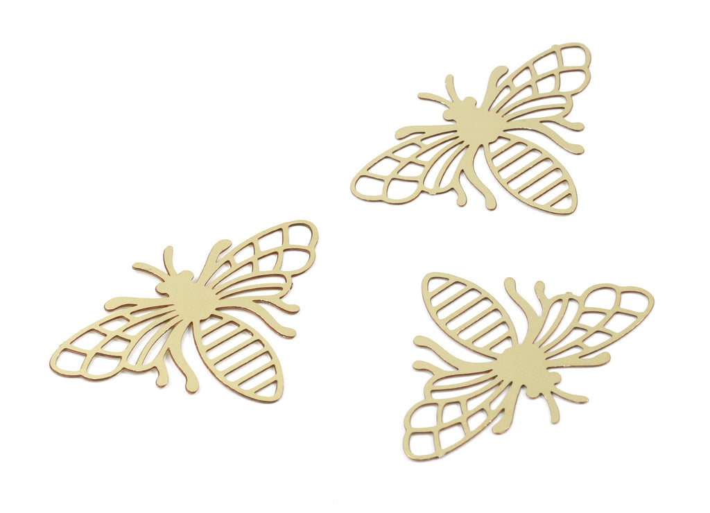 Brass Bee Earring Charms - Raw Brass Bee Pendant - Earring Findings - Jewelry Supplies - 26.48x18.85x0.3mm - JJC10330 - DOMEDBAZAAR