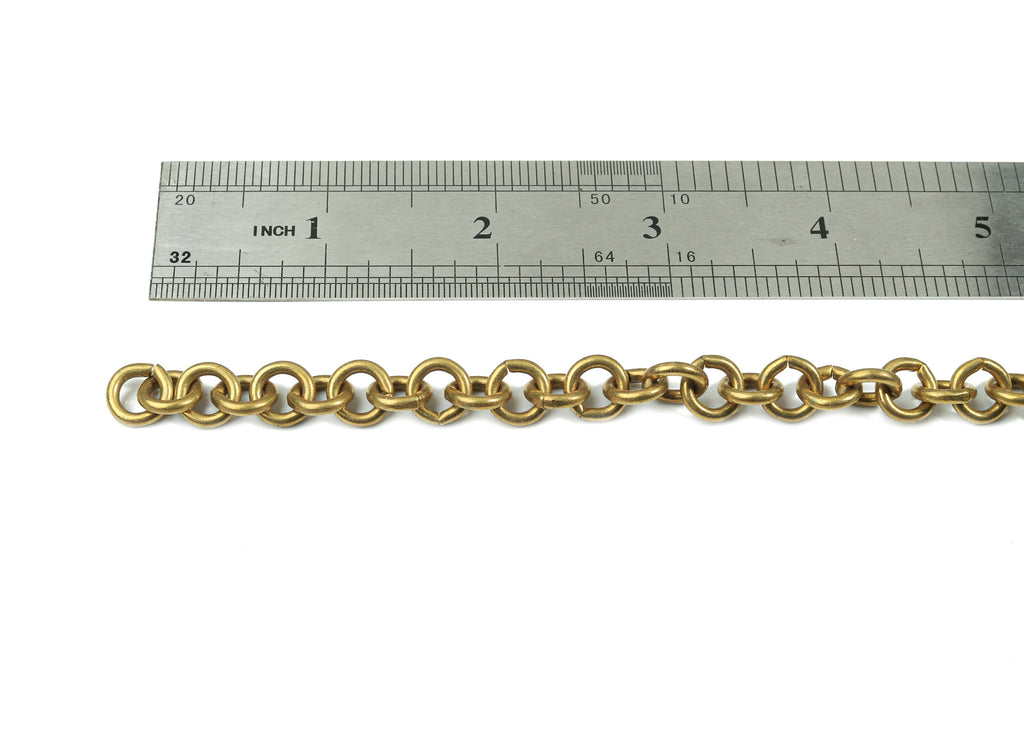 Brass Big Cable Chain - Raw Brass Round link Cable Chain - Soldered - For Necklace Bracelet Jewelry Making 0.37&quot; x 0.37&quot; x 0.08&quot; CC1168 - DOMEDBAZAAR