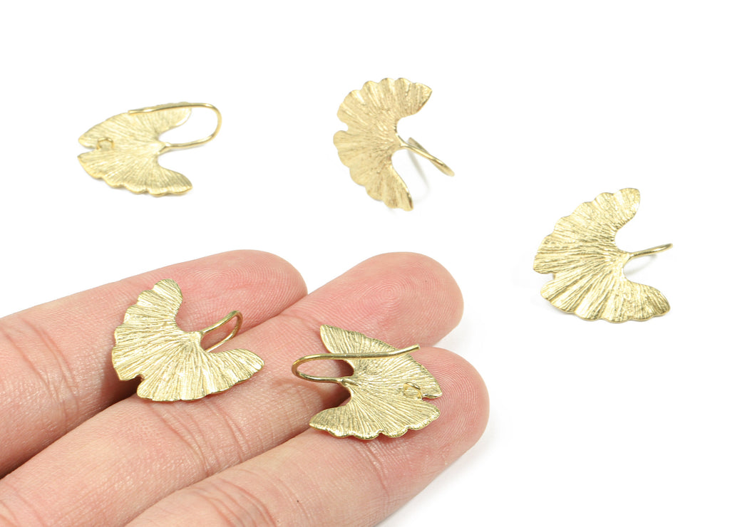 Brass Leaf Earring Hook - Raw Brass Leaf Earring Wires With Loop - Earring Findings - Jewelry Supplies - 20.8x19.68x1.24mm - PP3236 - DOMEDBAZAAR