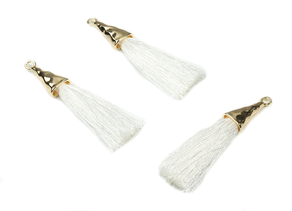 Tassel Earrings - Puffy Tassel Earring With 18K Real Gold Plating Brass Cap - Tassel Findings - Boho Charms - 62.19x35.48x5.62mm - RGP2598F - DOMEDBAZAAR