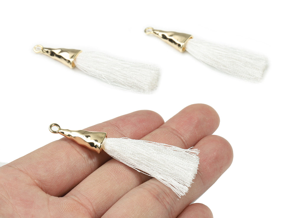 Tassel Earrings - Puffy Tassel Earring With 18K Real Gold Plating Brass Cap - Tassel Findings - Boho Charms - 62.19x35.48x5.62mm - RGP2598F - DOMEDBAZAAR