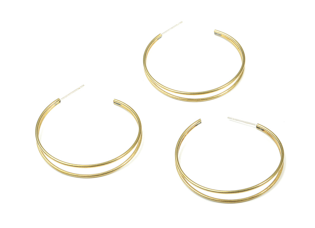 Brass Stud Open Hoop - Raw Brass C Earring Post - Ear Wires Earring Stud - Surgical Stud - Jewelry Supplies - 39.34x6.29x1.28mm - PP3341 - DOMEDBAZAAR