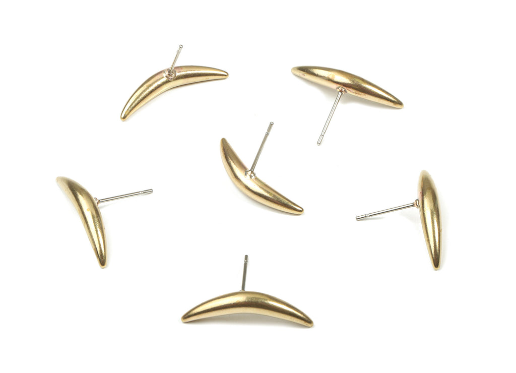 Brass Spike Earring Stud - Raw Brass Porcupine Earring Post - Hedgehog Earring post - Surgical Steel - 23.11x4.04x3.86mm - PP3307 - DOMEDBAZAAR