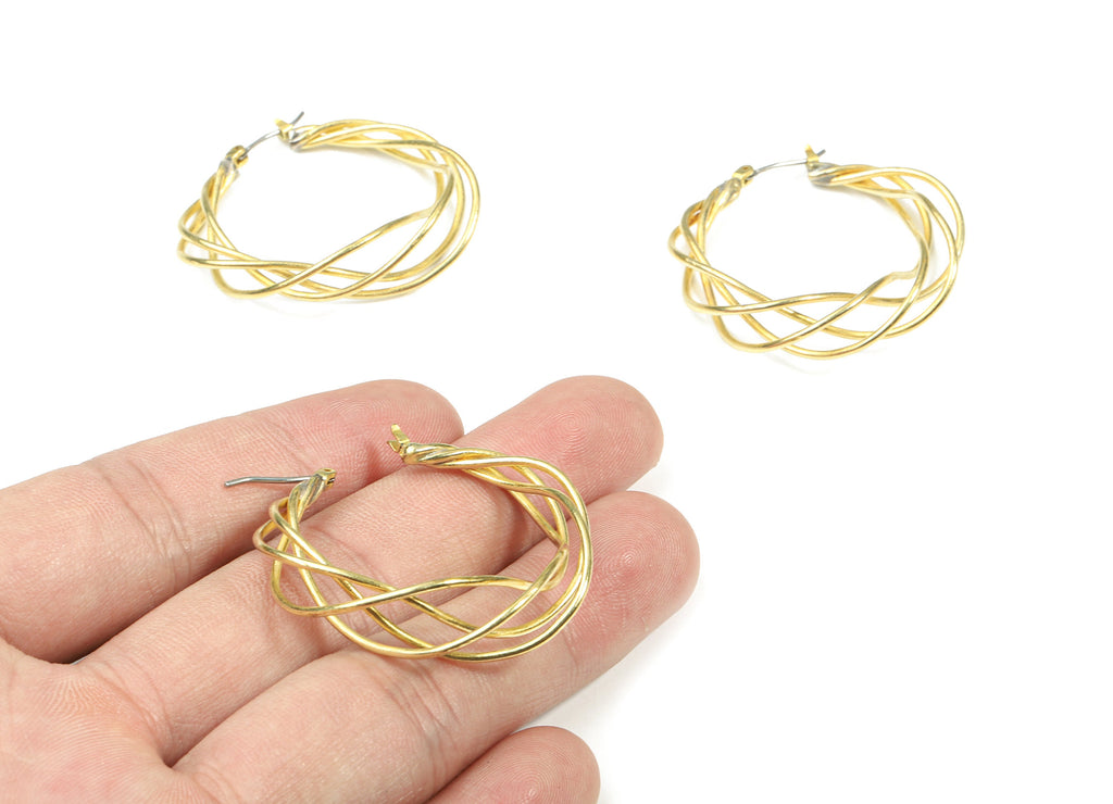 Brass Stud Open Hoop - Raw Brass Ear Wires Earring - Brass C Earring Stud - Stainless Steel - Jewelry Supplies - 37.73x11.27x7.6mm - PP3308 - DOMEDBAZAAR