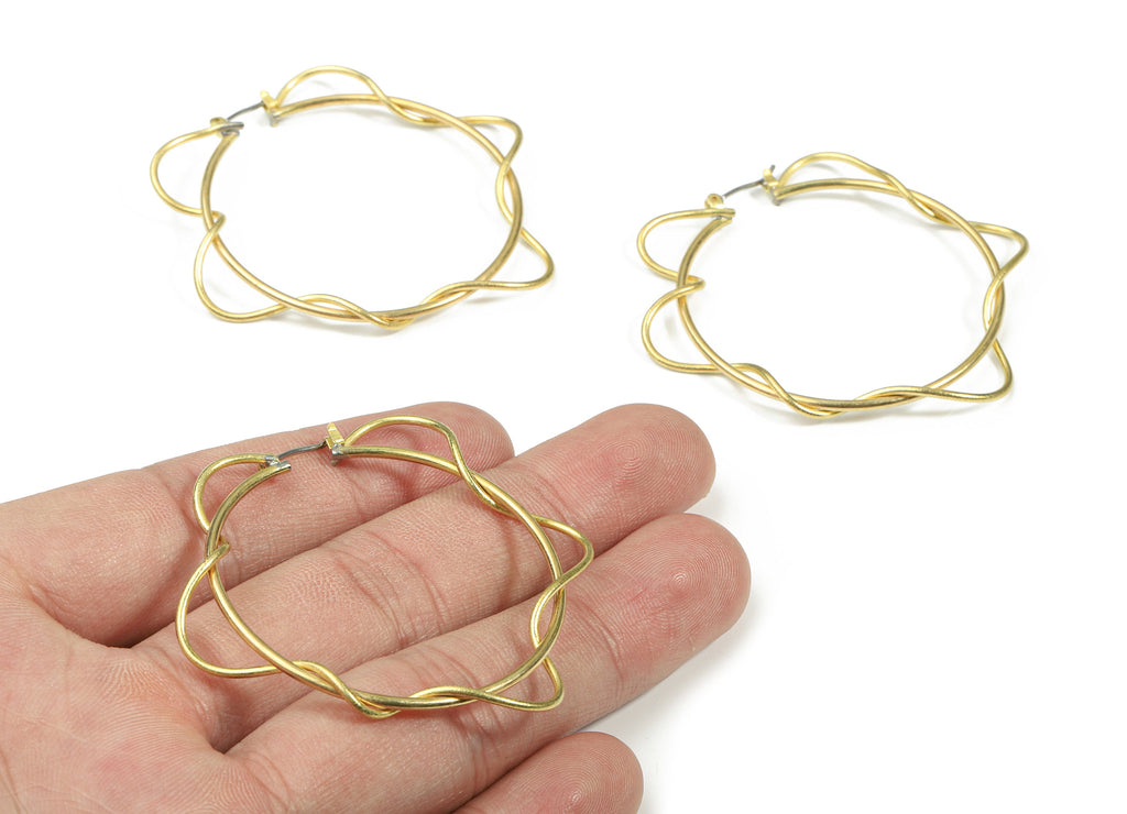 Brass Stud Hoop - Raw Brass Circle Earring - Ear Wires Braid Earring - Stainless Steel - Jewelry Supplies - 50.95x8.84x2.99mm - PP3287 - DOMEDBAZAAR