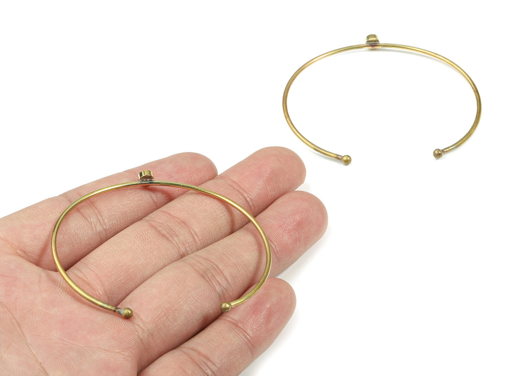 Brass Wire Bangle - Raw Brass Bracelet - Brass Bracelet For #50 Natural Bead  - Jewelry Supplies - Pad: 4mm - 58.24x4.49x3.85mm - PP3325-2 - DOMEDBAZAAR