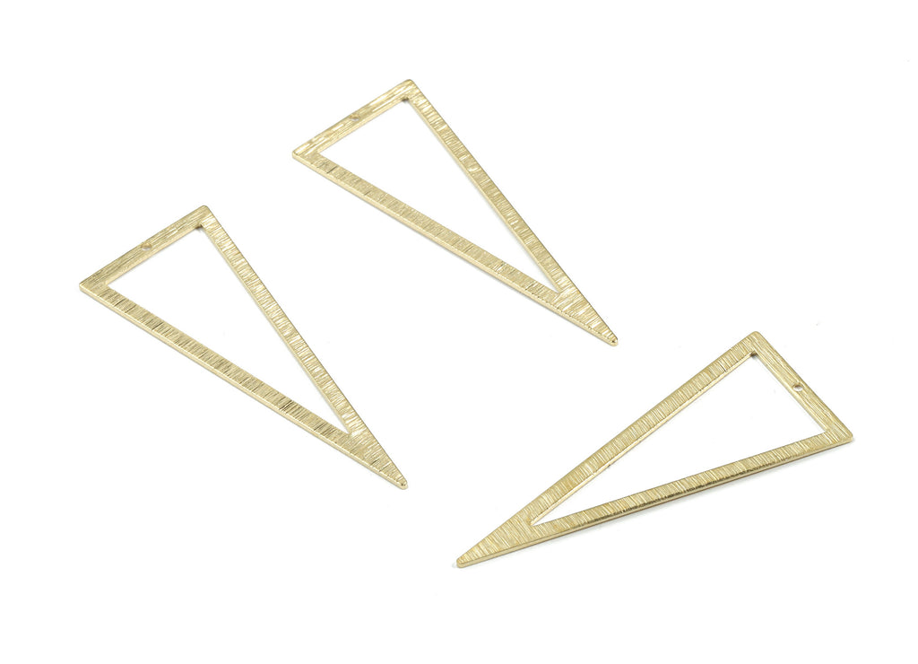 Brass Triangle Ring - Raw Brass Triangle Earring Charm - Textured Brass Triangle Connector - Jewelry Supplies - 49.74x19.97x0.85mm - PP3358 - DOMEDBAZAAR