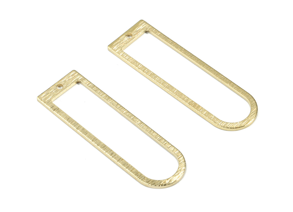 Brass D Ring - Raw Brass Long Oval Connector - Textured Brass D Pendant - Earring Findings - Jewelry Supplies - 40.05x12.61x0.98mm - PP3360 - DOMEDBAZAAR