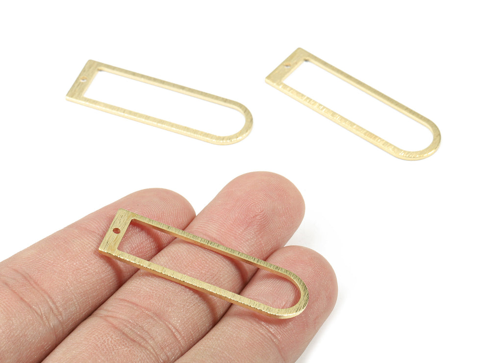 Brass D Ring - Raw Brass Long Oval Connector - Textured Brass D Pendant - Earring Findings - Jewelry Supplies - 40.05x12.61x0.98mm - PP3360 - DOMEDBAZAAR