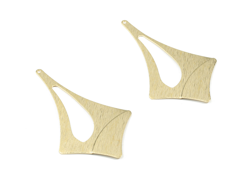 Brass Leaf Drop Earring Charms - Raw Brass Textured Drop Pendant - Earring Findings - Jewelry Supplies - 55.81x32.7x0.99mm - PP3365 - DOMEDBAZAAR