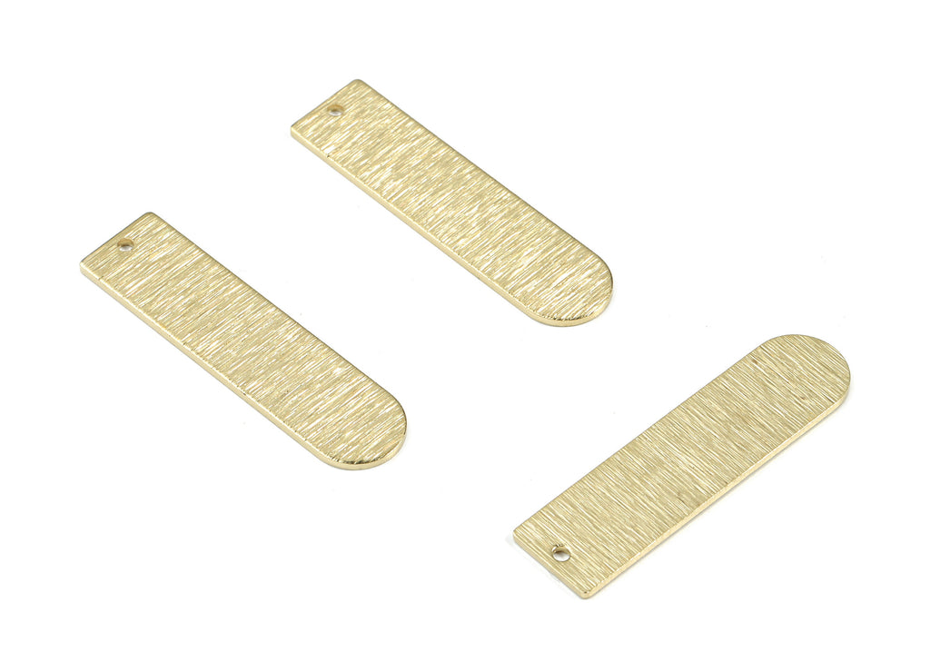 Brass  D Earring Charms - Raw Brass Long Oval Pendant - Textured Brass D Charm - Earring Findings - Jewelry Supplies - 35.2x9.2x1mm - PP3367 - DOMEDBAZAAR