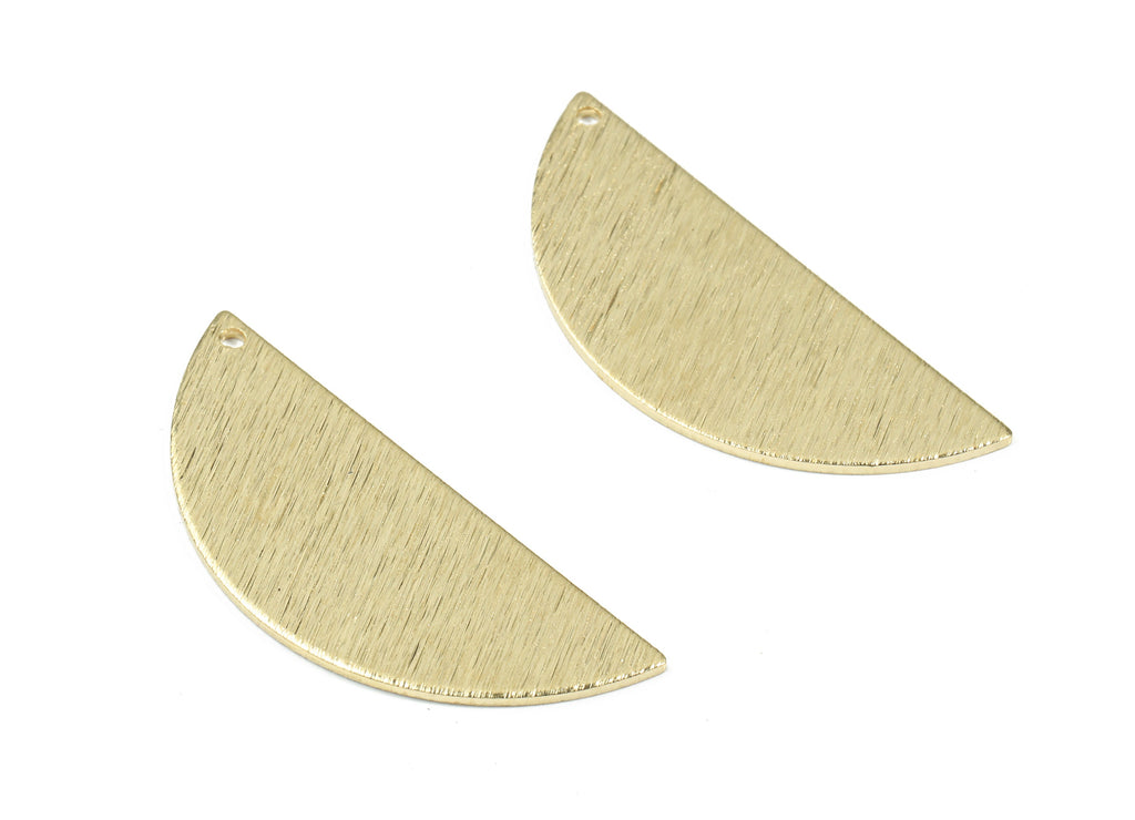 Brass Semi Circle Earring Charms - Raw Brass Half Moon Pendant - Textured Brass Charm - Jewelry Supplies - 39.18x15.43x1mm - PP3405 - DOMEDBAZAAR