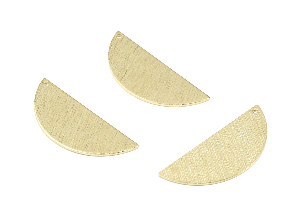 Brass Semi Circle Earring Charms - Raw Brass Half Moon Pendant - Textured Brass Charm - Jewelry Supplies - 39.18x15.43x1mm - PP3405 - DOMEDBAZAAR