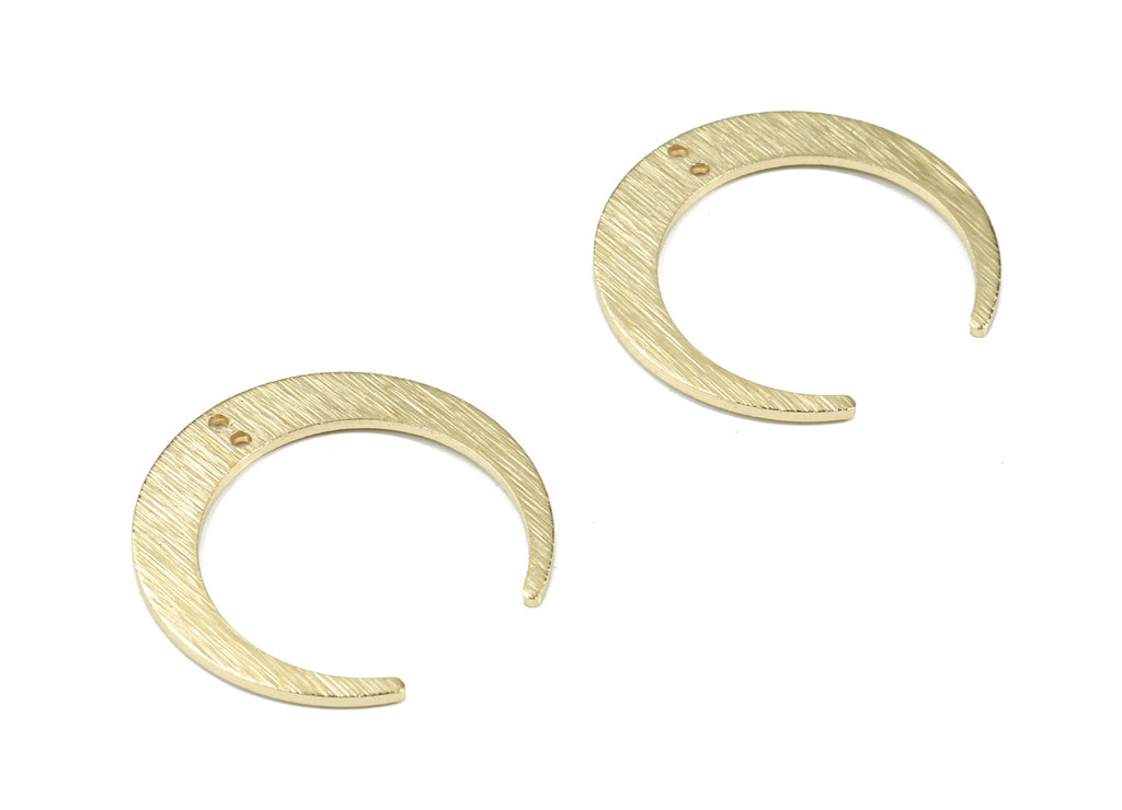 Brass Crescent Connector For Earring - Raw Brass Textured Moon Connector For Necklace - Jewelry Supplies - 27.14x25.85x0.97mm - PP3414 - DOMEDBAZAAR