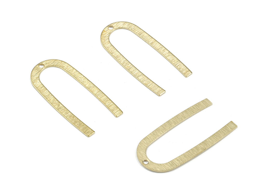 Brass Open Oval Earring Charms - Raw Brass Textured Mini U Pendant - Earring Findings - Jewelry Supplies - 27.01x12.89x0.51mm - PP3420 - DOMEDBAZAAR