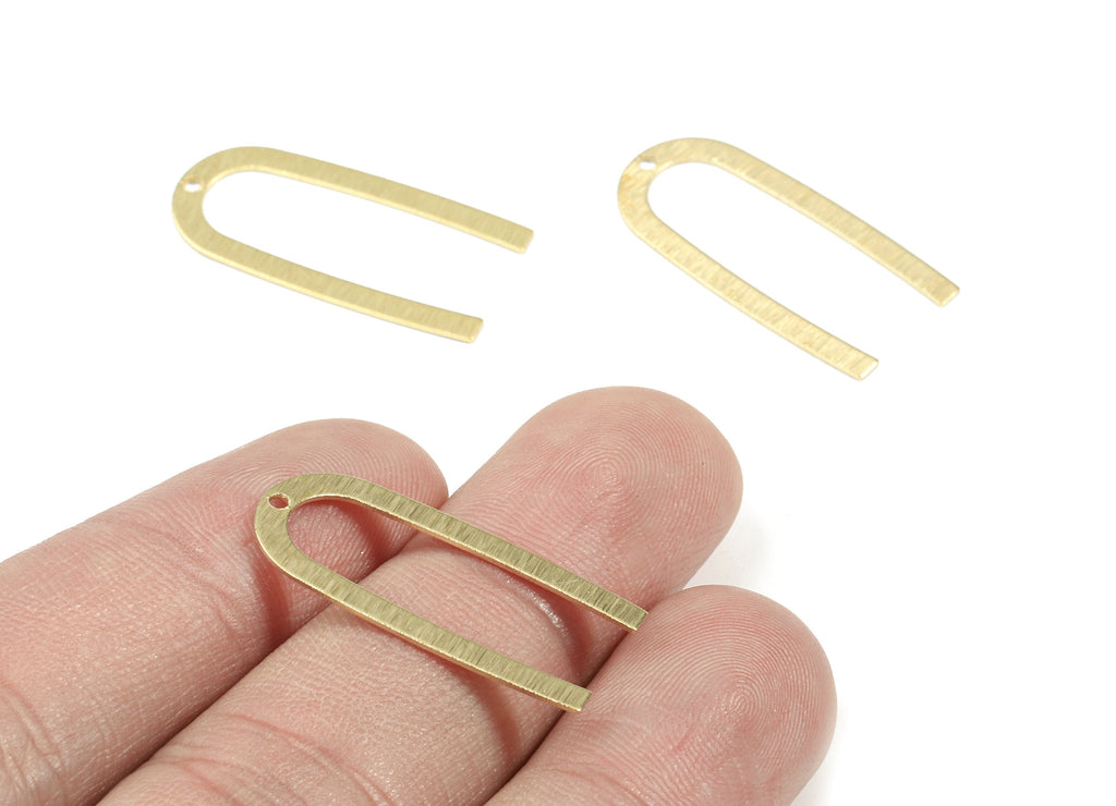 Brass Open Oval Earring Charms - Raw Brass Textured Mini U Pendant - Earring Findings - Jewelry Supplies - 27.01x12.89x0.51mm - PP3420 - DOMEDBAZAAR