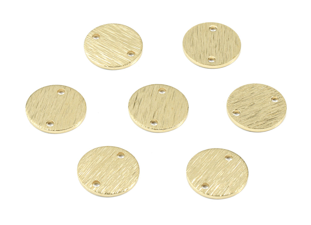 Brass Coin Connector - Raw Brass Mini Round Earring Connector - Textured Brass Circle Charm - Jewellery Supplies - 11.91x11.91x1.mm - PP3428 - DOMEDBAZAAR