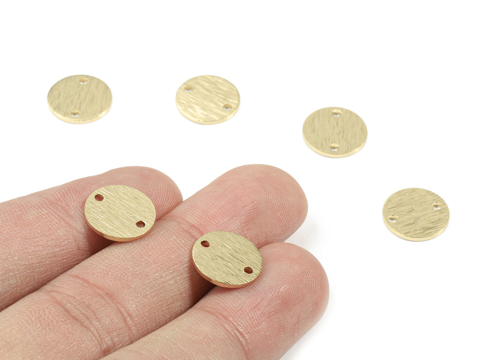 Brass Coin Connector - Raw Brass Mini Round Earring Connector - Textured Brass Circle Charm - Jewellery Supplies - 11.91x11.91x1.mm - PP3428 - DOMEDBAZAAR