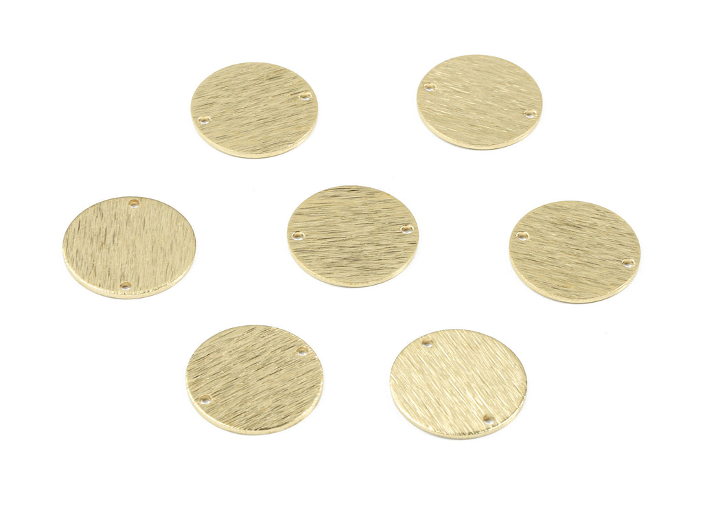 Brass Coin Connector - Raw Brass Mini Round Earring Connector - Textured Brass Circle Charm - Jewelry Supplies - 18.01x18.01x1.05mm - PP3423 - DOMEDBAZAAR
