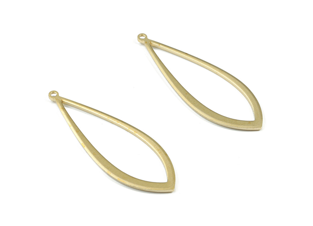 Brass Drop Earring Charms - Raw Brass Drop Pendant - Brass Drop Connector - Earring Findings - Jewelry Supplies - 36.8x12.93x1.05mm - PP3436 - DOMEDBAZAAR