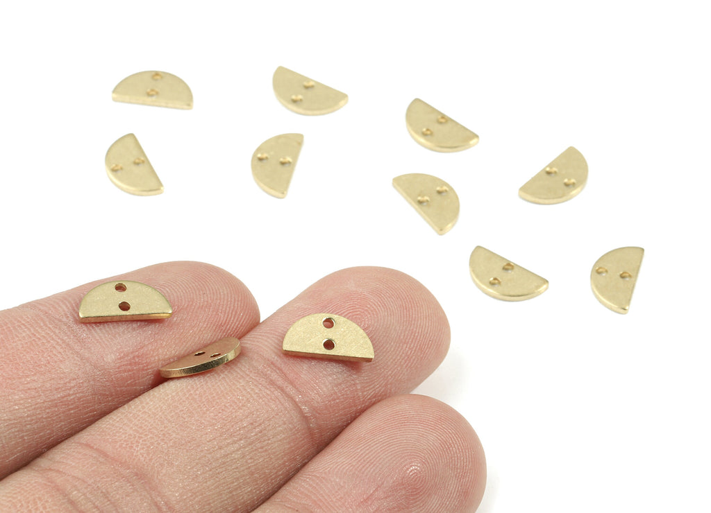Brass Mini Semi Circle Connector - Raw Brass Half Moon Connector - Brass Moon For Necklace - Jewelry Supplies - 10.01x5.33x1mm - PP3454 - DOMEDBAZAAR