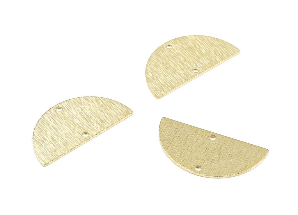 Brass Semi Circle Connector - Raw Brass Textured Half Moon Connector - Brass Moon For Earring Necklace - 29.98x15.05x0.79mm - PP3460 - DOMEDBAZAAR