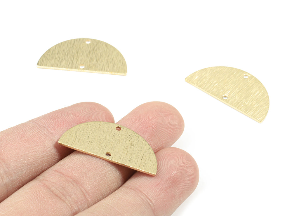 Brass Semi Circle Connector - Raw Brass Textured Half Moon Connector - Brass Moon For Earring Necklace - 29.98x15.05x0.79mm - PP3460 - DOMEDBAZAAR