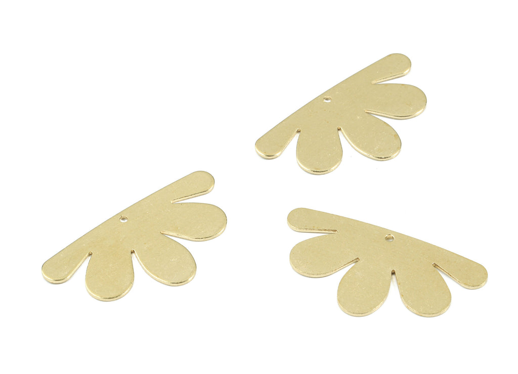 Brass Flower Earring Charms - Raw Brass Flower Pendant - Earring Findings - Jewelry Supplies - 33.72x18.08x0.77mm - PP3472 - DOMEDBAZAAR