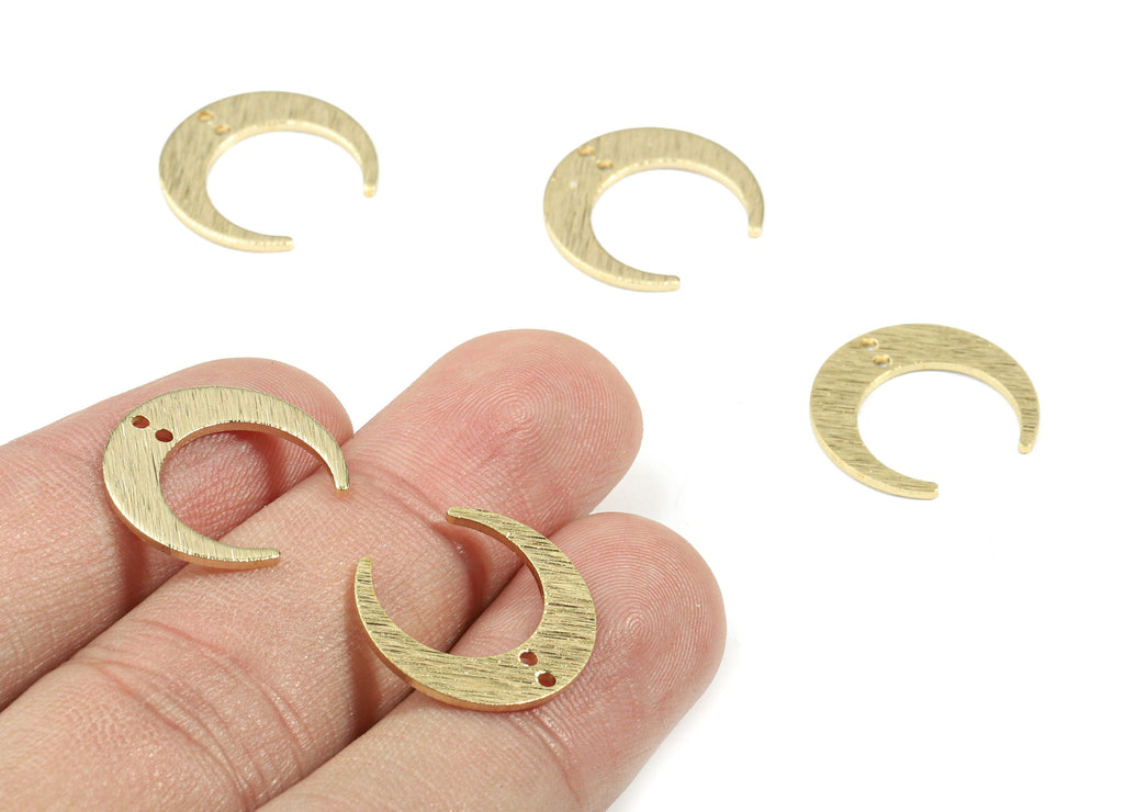 Brass Crescent Connector For Earring - Raw Brass Textured Moon Connector For Necklace - Jewelry Supplies - 17.86x16.59x1mm - PP3449 - DOMEDBAZAAR