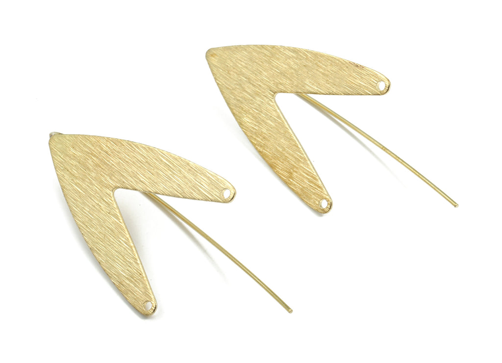 Brass V Earring Wire - Raw Brass Textured V Earring Hook - Earring Hook - Jewelry Supplies - 50x22.69x0.79mm - PP3504 - DOMEDBAZAAR