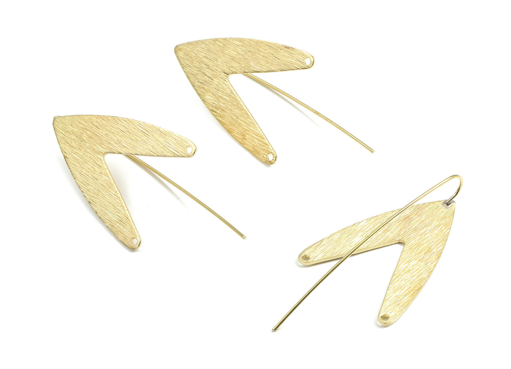 Brass V Earring Wire - Raw Brass Textured V Earring Hook - Earring Hook - Jewelry Supplies - 50x22.69x0.79mm - PP3504 - DOMEDBAZAAR