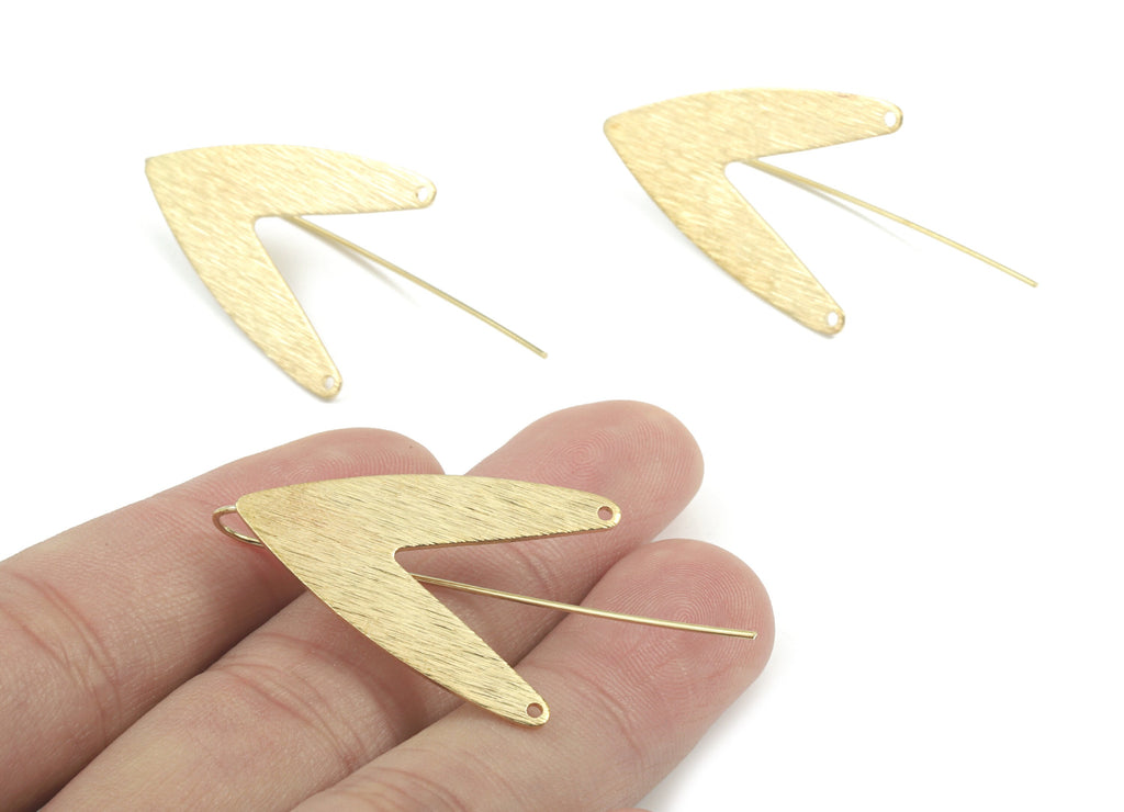 Brass V Earring Wire - Raw Brass Textured V Earring Hook - Earring Hook - Jewelry Supplies - 50x22.69x0.79mm - PP3504 - DOMEDBAZAAR